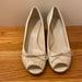 Gucci Shoes | Gucci White Leather Open Toe Wedges Gg Logo 6.5 | Color: White | Size: 6.5