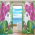 ALAZA Sheer Voile Curtains, Orchids And Butterflies Polyester Fabric Window Net Curtain for Bedroom Living Room Home Decoration, 2 Panels, 84 x 55 inch