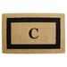 Heavy-duty Coir Fiber Single Black Framed Letter Monogrammed Doormat - 30 inches x 48 inches
