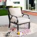 Lark Manor™ Torpoint Patio Chair w/ Cushions, Steel in Black/Pink/White | 32.5 H x 26.4 W x 28.7 D in | Wayfair 29862640D5E84280A96B1E26502D5F47