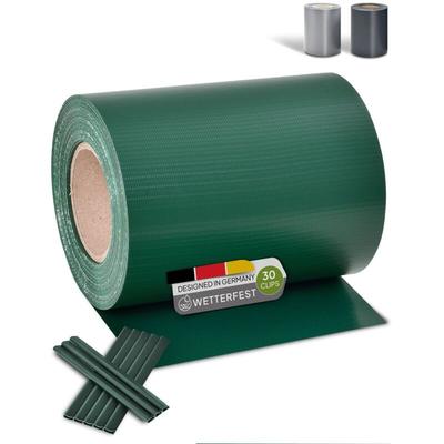 Pvc Sichtschutzstreifen Doppelstabmatten Zaun - 35m x 19 cm - 30 Befestigungsclips - Zaunfolie