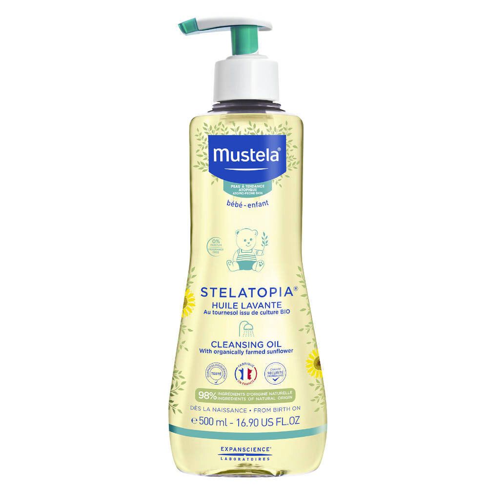 Mustela Stelatopia Reinigende Olie Atopische Huid 500 ml Öl