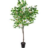 6.5' Large Artificial Apple Tree in Black Pot