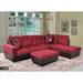 3-Pieces Sectional Sofa Set,Right Facing,Red Microfiber(104B)