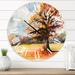 Designart 'Lone Oak In The Fields With Autum Leaves' Traditional wall clock