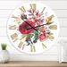 Designart 'Vintage Burgundy Rose and Wildflowers' Farmhouse wall clock