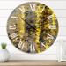 Designart 'Yellow Meets Grey Abstract Art II' Modern wall clock