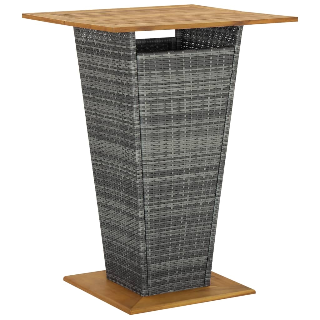 vidaXL Bartisch Grau 80x80x110 cm Poly Rattan und Massivholz Akazie Image