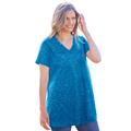 Plus Size Women's Marled V-Neck Tunic by Woman Within in Dark Vibrant Blue Marled (Size 14/16)