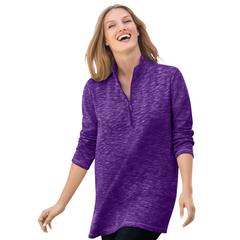 Plus Size Women's French Terry Quarter-Zip Sweatshirt by Woman Within in Radiant Purple Marled (Size 14/16)