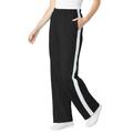 Plus Size Women's Side Stripe Cotton French Terry Straight-Leg Pant by Woman Within in Black White (Size 18/20)