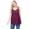 Plus Size Women's Lace-Trim V-Neck Tank by Woman Within in Deep Claret (Size 14/16) Top