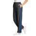 Plus Size Women's Side Stripe Cotton French Terry Straight-Leg Pant by Woman Within in Heather Charcoal Bright Cobalt (Size 26/28)