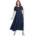 Plus Size Women's Short-Sleeve Tiered Dress by Woman Within in Navy (Size 34/36)