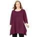 Plus Size Women's French Terry Handkerchief Hem Tunic by Woman Within in Deep Claret (Size 3X)