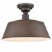 Red Barrel Studio® Ortona Semi Flush Mount Ceiling Light Orb Metal Barn Shade Light Fixture in Brown/Gray | 10 H x 14 W x 14 D in | Wayfair