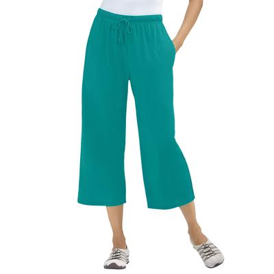 Plus Size Women's Sport Knit Capri Pant by Woman Within in Waterfall (Size 1X)