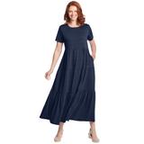 Plus Size Women's Short-Sleeve Tiered Dress by Woman Within in Navy (Size 30/32)