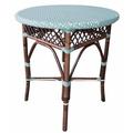 Bayou Breeze Minturn Glass Bar Table Wicker/Rattan in Blue | 30.7 H x 27.5 W x 27.5 D in | Outdoor Furniture | Wayfair