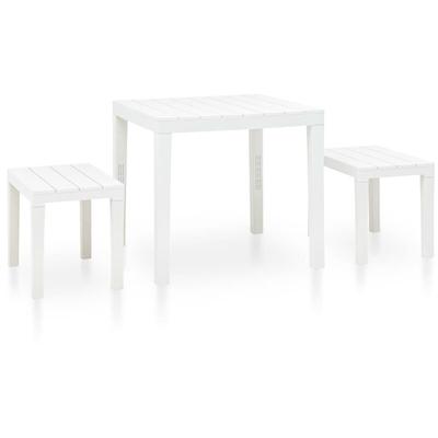 Gartentisch mit 2 Bänken Kunststoff Weiß Vidaxl Image