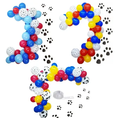 1 ensemble de Ballons en arc en forme de vache rouge bleu jaune pour chien décoration de fête