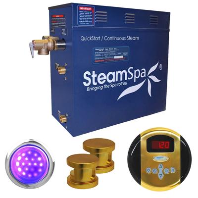 SteamSpa Indulgence 12kw Steam Generator Package in Polished Brass