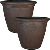 Sunnydaze Anjelica Outdoor Flower Pot Planter - Rust Finish - 24-Inch - 2-Pack - 2 Planters
