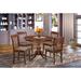 East West Furniture 5 Piece Modern Dining Table Set- a Round Wooden Table and 4 Dining Room Chairs, Finish & Seat Options)