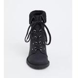 Torrid Shoes | Black Faux Suede & Faux Shearling Foldover Combat | Color: Black | Size: 9.5