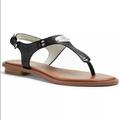 Michael Kors Shoes | Michael Kors Sandals, Mk Plate Flat Thong Sandals | Color: Black/Tan | Size: 9.5