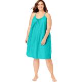 Plus Size Women's Breezy Eyelet Short Nightgown by Dreams & Co. in Aquamarine (Size 22/24)