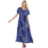 Plus Size Women's Short-Sleeve Crinkle Dress by Woman Within in Navy Patchwork (Size 6X)