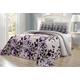 3-Piece Fine Printed Oversize (115" X 95") Fresca Quilt Set Reversible Bedspread Coverlet King Size Bed Cover (Purple, Grey, Vine)