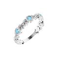 14ct White Gold Aquamarine and .03 Weight Carat Diamond Leaf Ring Size N 1/2 Jewelry Gifts for Women