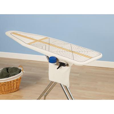 Household Essentials Deluxe Ironing Durable Polyester Board Cover and Pad with Accessory Pocket and Sewing Guide, Natural