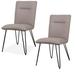 Faux Leather Upholstered Metal Chair with Hairpin Style Legs, Set of 2, Black, Taupe Gray