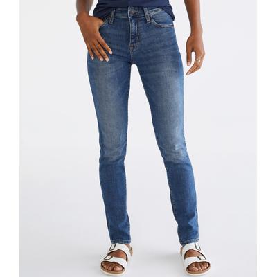 Aeropostale Womens' Mid-Rise Skinny Jean - Washed Denim - Size 0 S - Cotton