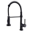AWZTOO Commercial Pull Down Single Handle Kitchen Faucet Single Hole Kitchen Sink Faucet Single Handle Solid Mixer Taps w/ Valve in Black | Wayfair