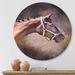 East Urban Home Portrait Of Horse - Farmhouse Metal Circle Wall Art Metal in Brown | 11 H x 11 W x 1 D in | Wayfair