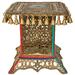 Exotic India Decorated Lattice Chowki (Pedestal) Metal in Blue/Green/Red | 15.5 H x 6.2 W x 4.5 D in | Wayfair ZCU02