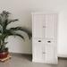 Three Posts™ Eltingville Single Drawer Double Door Wardrobe Storage Cabinet White Wood in Brown/White | 71.65 H x 29.92 W x 15.74 D in | Wayfair