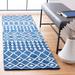 Blue/Navy 27 x 0.31 in Indoor Area Rug - Dakota Fields Diggs Geometric Handmade Tufted Wool Navy/White Area Rug Wool | 27 W x 0.31 D in | Wayfair