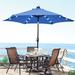 Arlmont & Co. 9Ft Outdoor Umbrella w/ Lights Solar Powered LED Patio Umbrella Sunbrella Umbrellas w/ Crank & Tilt-Blue Metal | Wayfair