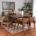 Wade Logan® Azeil Mid-Century Modern Beige Faux Leather Upholstered & Walnut Finished Wood 7-Piece Dining Set Wood in Brown | Wayfair
