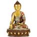 Bungalow Rose Tibetan Buddhist Deity- The Medicine Buddha (Robes Decorated w/ Auspicious Symbols) Metal in Yellow | 12 H x 8 W x 6 D in | Wayfair