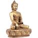 Bungalow Rose Tibetan Buddhist Lord Buddha In Bhumisparsha Mudra Metal in Yellow | 14 H x 10.7 W x 7.3 D in | Wayfair