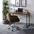 Inbox Zero Rectangular Writing Desk, Computer Desk, Oak & Black Wood/Metal in Black/Brown/Gray | 28 H x 47 W x 22 D in | Wayfair