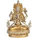 Bungalow Rose Tibetan Buddhist Deity: Chenrezig (Shadakshari Lokeshvara) Metal in Yellow | 8.4 H x 6 W x 4.5 D in | Wayfair