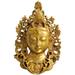 Bungalow Rose Tibetan Buddhist Goddess Tara Mask (Wall Hanging) Metal in Gray/Yellow | 12 H x 12 W x 1.3 D in | Wayfair