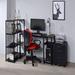 Inbox Zero Industrial Writing Desk w/ 2 Tier Shelf, Antique White & Finish Wood/Metal in Black | 28 H x 47 W x 19 D in | Wayfair